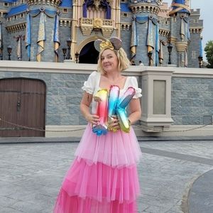 Ombre Pink Tiered Midi Tulle Skirt